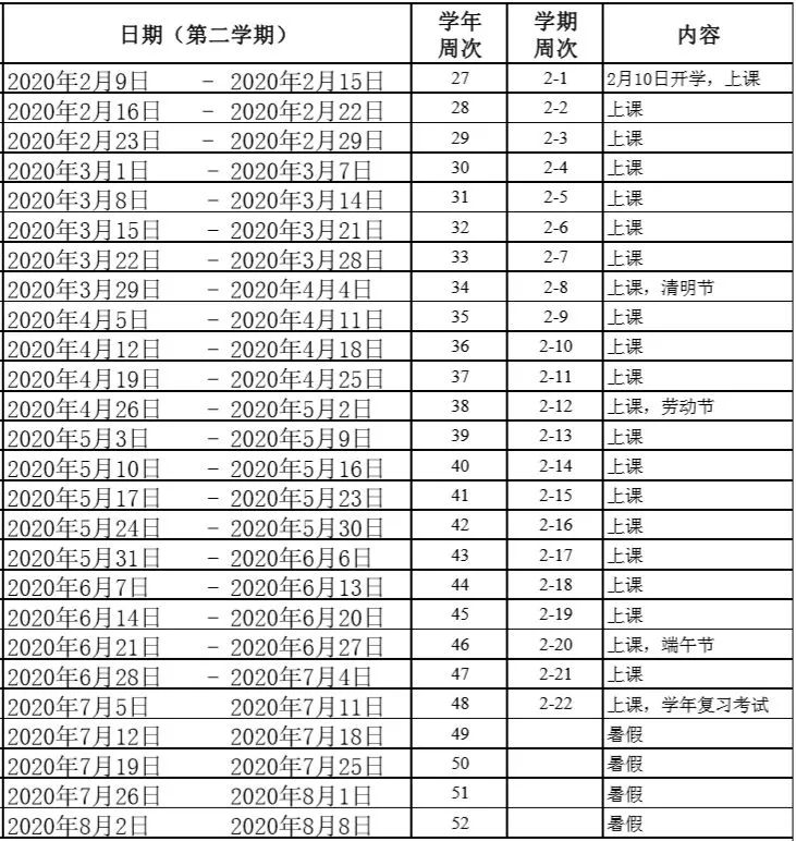 珠海最新寒暑假校历,下学期不是9月1日开学!